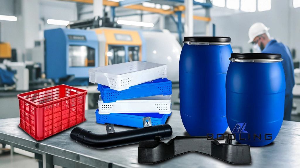 HDPE blow molding-automobile air ducts, pallets, crates, drums